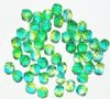 50 6mm Faceted Tri Tone Crystal, Lime, & Turquoise Beads